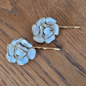 Vintage Milk Glass Hair Slides